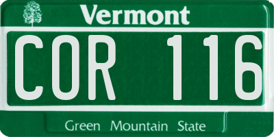 VT license plate COR116