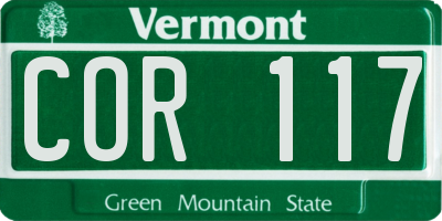 VT license plate COR117