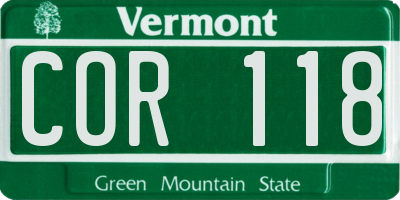 VT license plate COR118