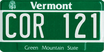 VT license plate COR121