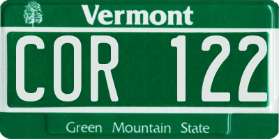 VT license plate COR122