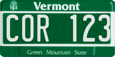 VT license plate COR123