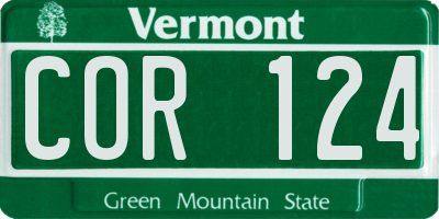 VT license plate COR124