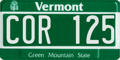 VT license plate COR125