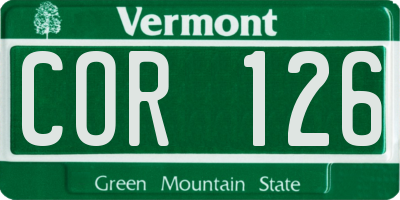 VT license plate COR126