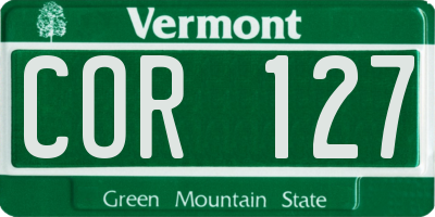 VT license plate COR127
