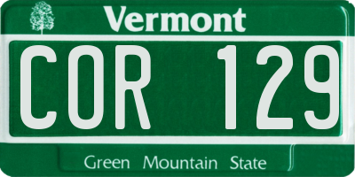 VT license plate COR129