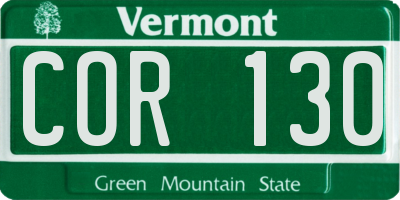 VT license plate COR130