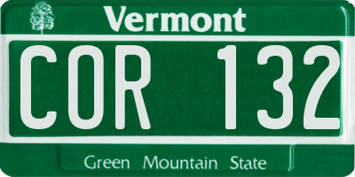 VT license plate COR132