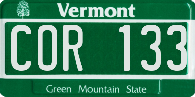 VT license plate COR133