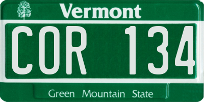 VT license plate COR134