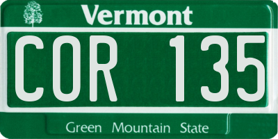 VT license plate COR135