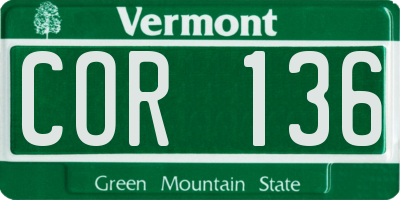 VT license plate COR136