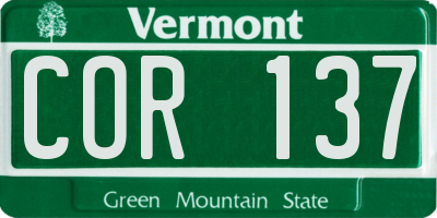 VT license plate COR137