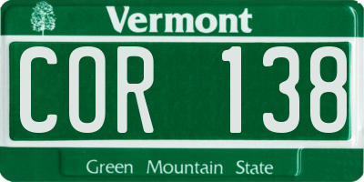 VT license plate COR138