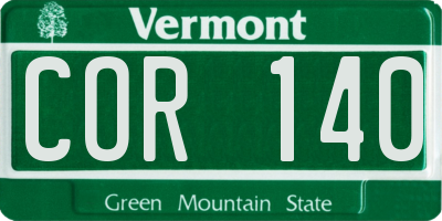 VT license plate COR140
