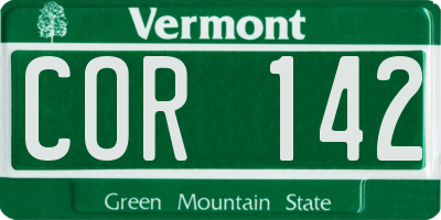 VT license plate COR142