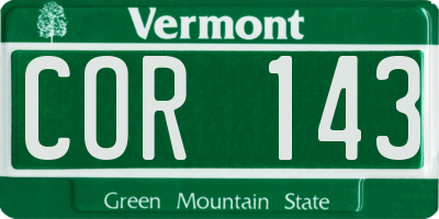 VT license plate COR143