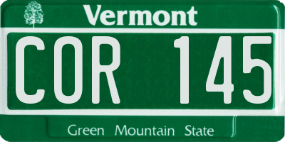 VT license plate COR145