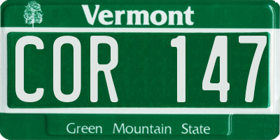 VT license plate COR147