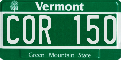 VT license plate COR150