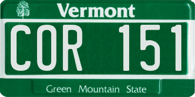 VT license plate COR151