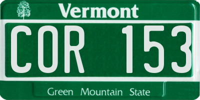 VT license plate COR153