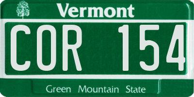 VT license plate COR154