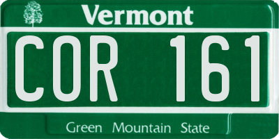 VT license plate COR161