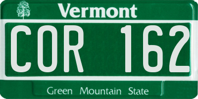 VT license plate COR162
