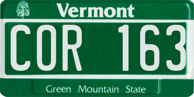 VT license plate COR163