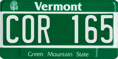 VT license plate COR165