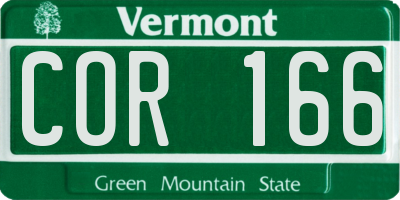 VT license plate COR166