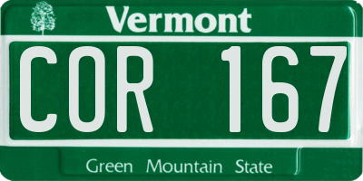 VT license plate COR167
