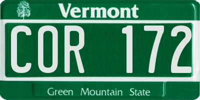 VT license plate COR172