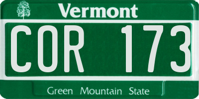 VT license plate COR173