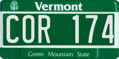 VT license plate COR174