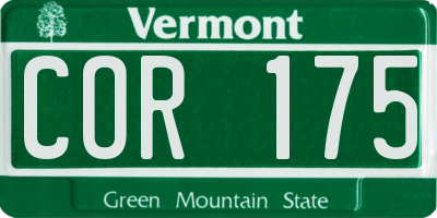 VT license plate COR175