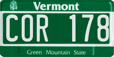 VT license plate COR178