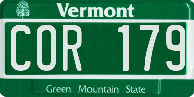 VT license plate COR179