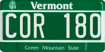 VT license plate COR180