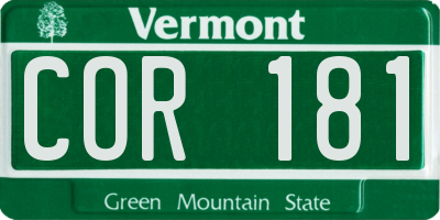 VT license plate COR181