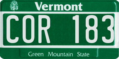 VT license plate COR183