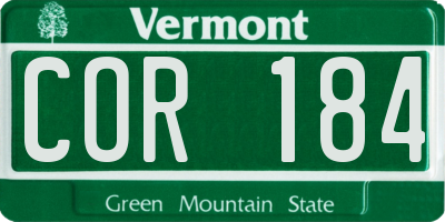 VT license plate COR184