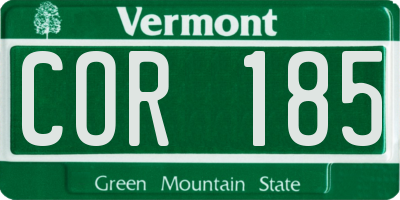 VT license plate COR185