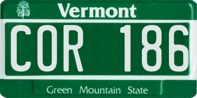 VT license plate COR186