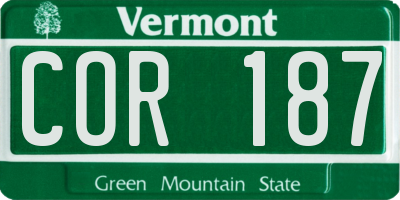 VT license plate COR187