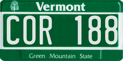 VT license plate COR188