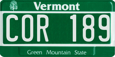 VT license plate COR189