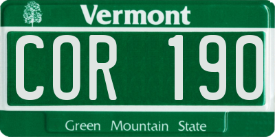 VT license plate COR190